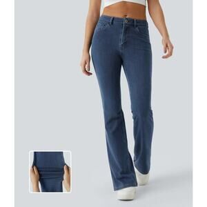 Halara Bootcut Jeans Womens Large Petite Blue Flex Denim Stretch Pockets Casual